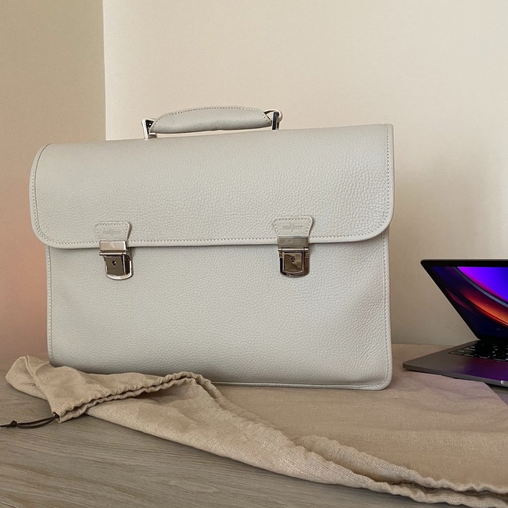 DELTA Collector's Ivory 100% Original Leather Briefcase